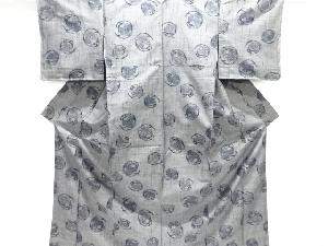 花丸文様織り出し縦節紬着物